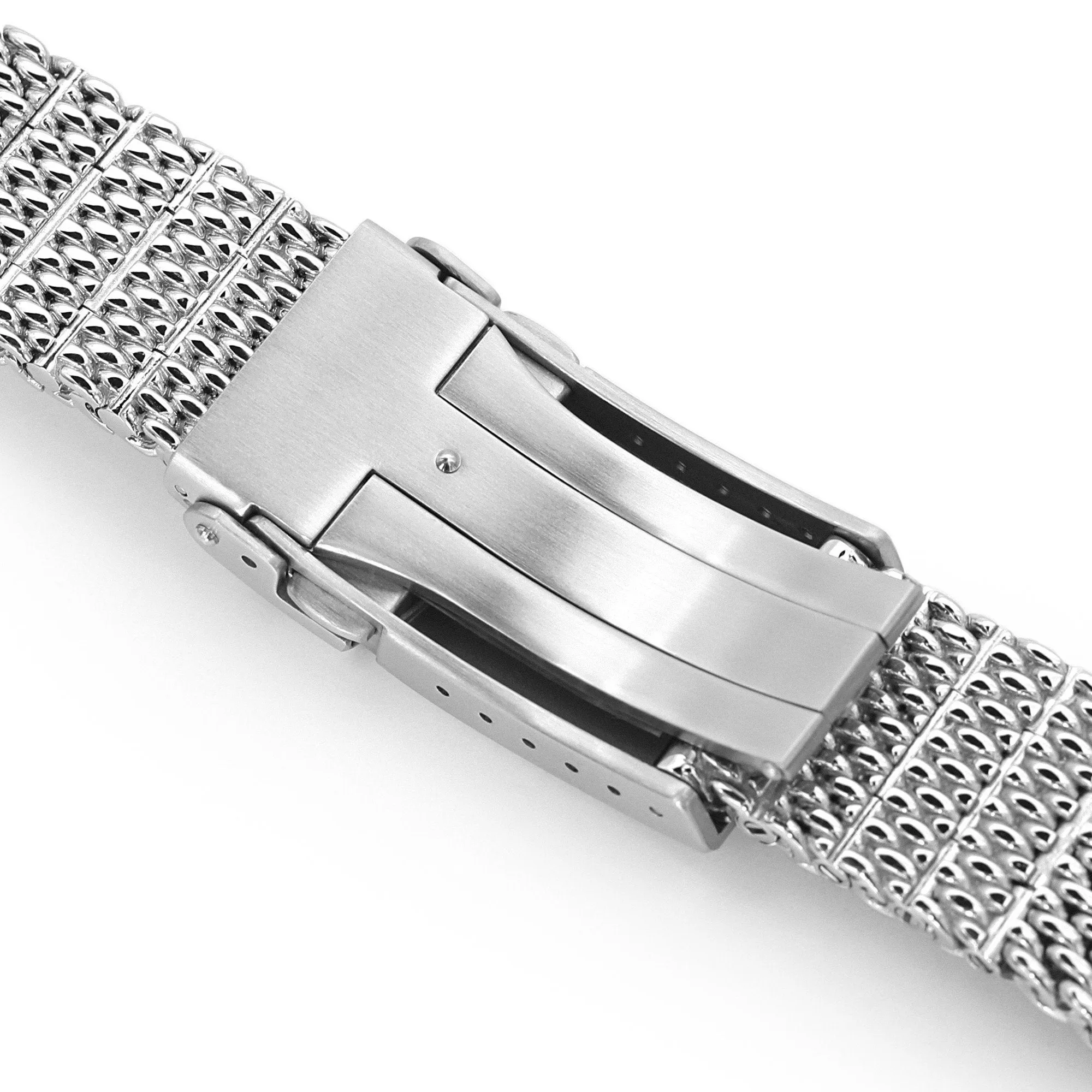 Massy Mesh Watch Band compatible with Seiko new Turtles SRP777, V-Clasp, Polished