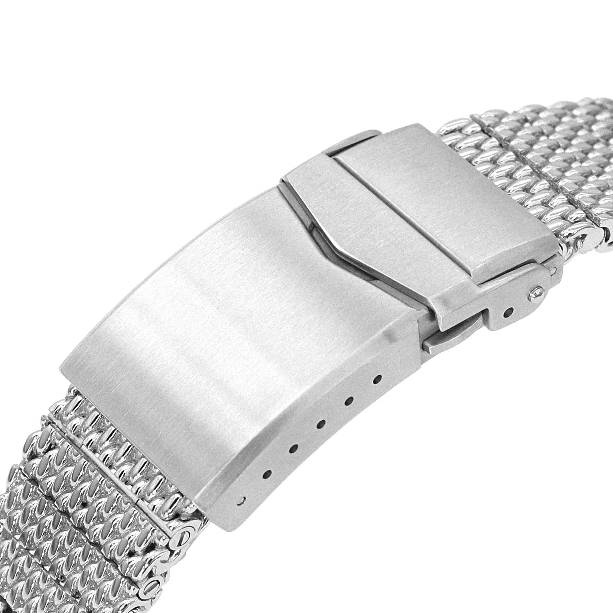 Massy Mesh Watch Band compatible with Seiko new Turtles SRP777, V-Clasp, Polished