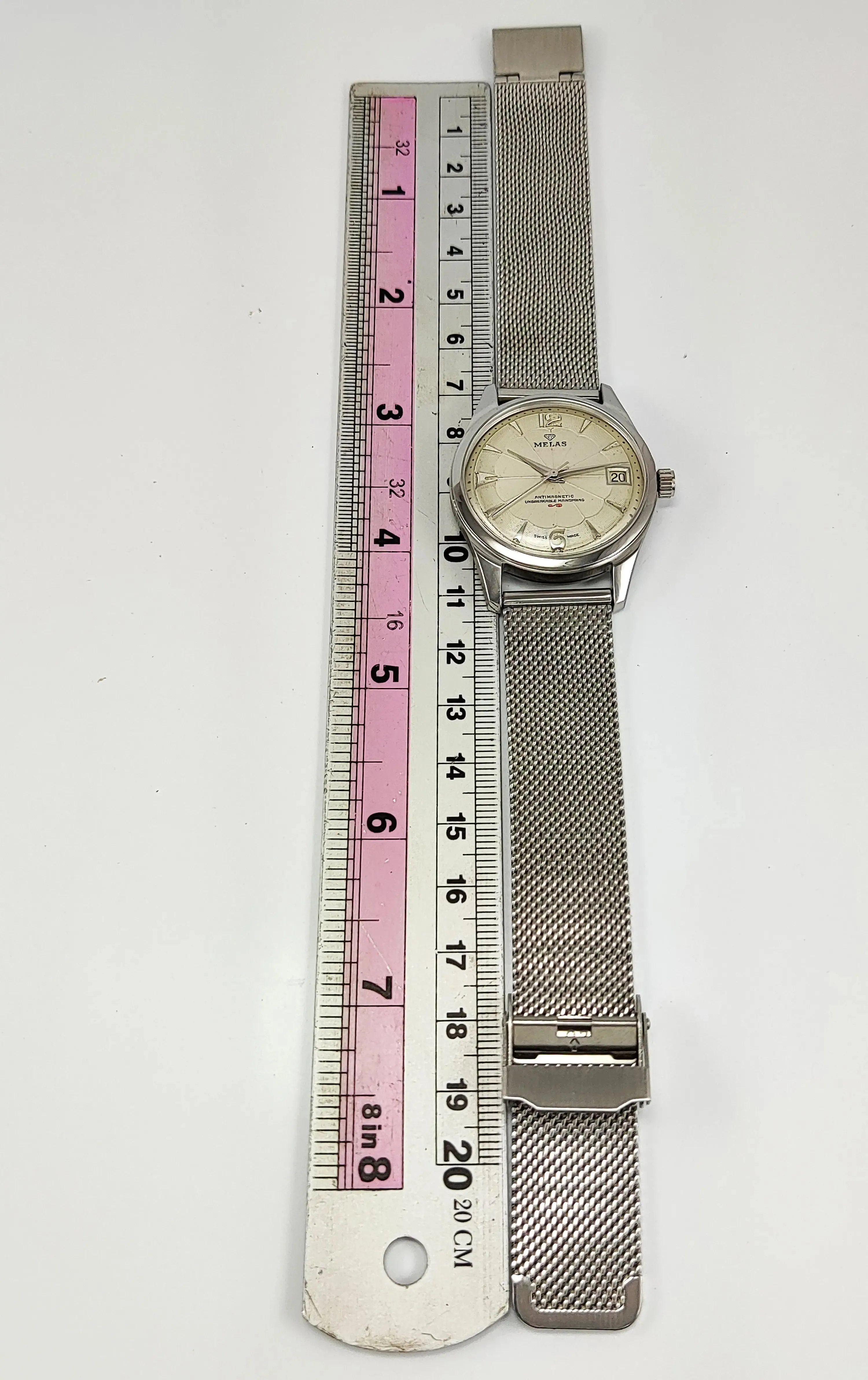 Melas Pearl Dial 17 Jewels Transparent Back Date Function