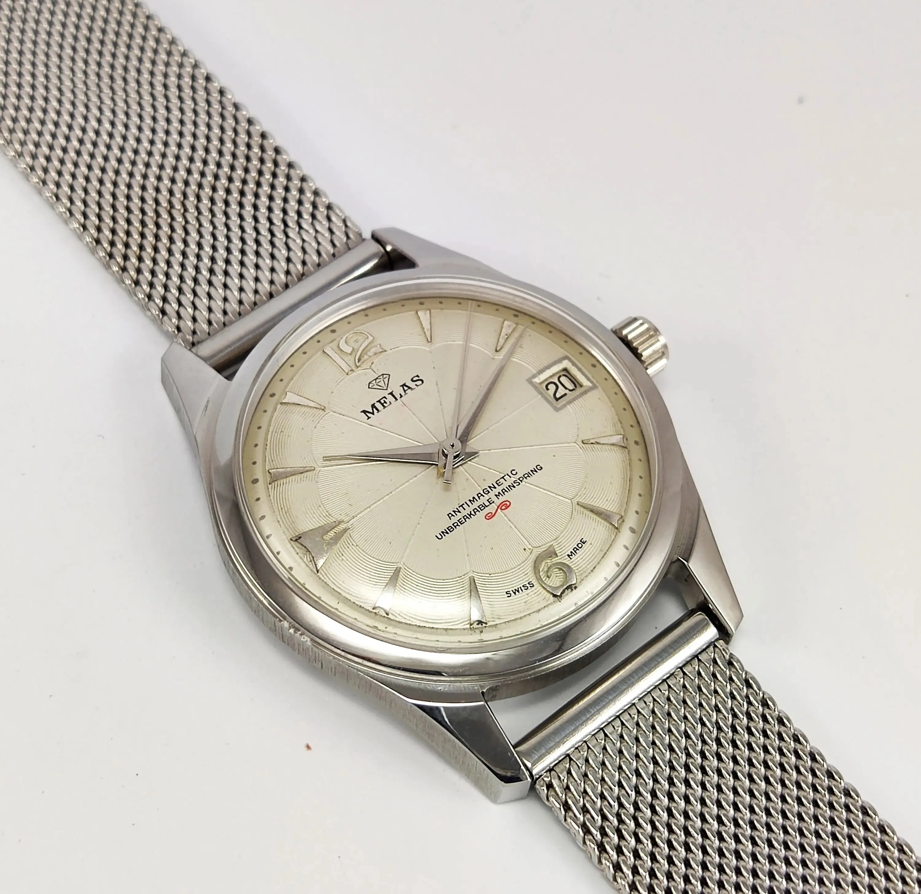 Melas Pearl Dial 17 Jewels Transparent Back Date Function