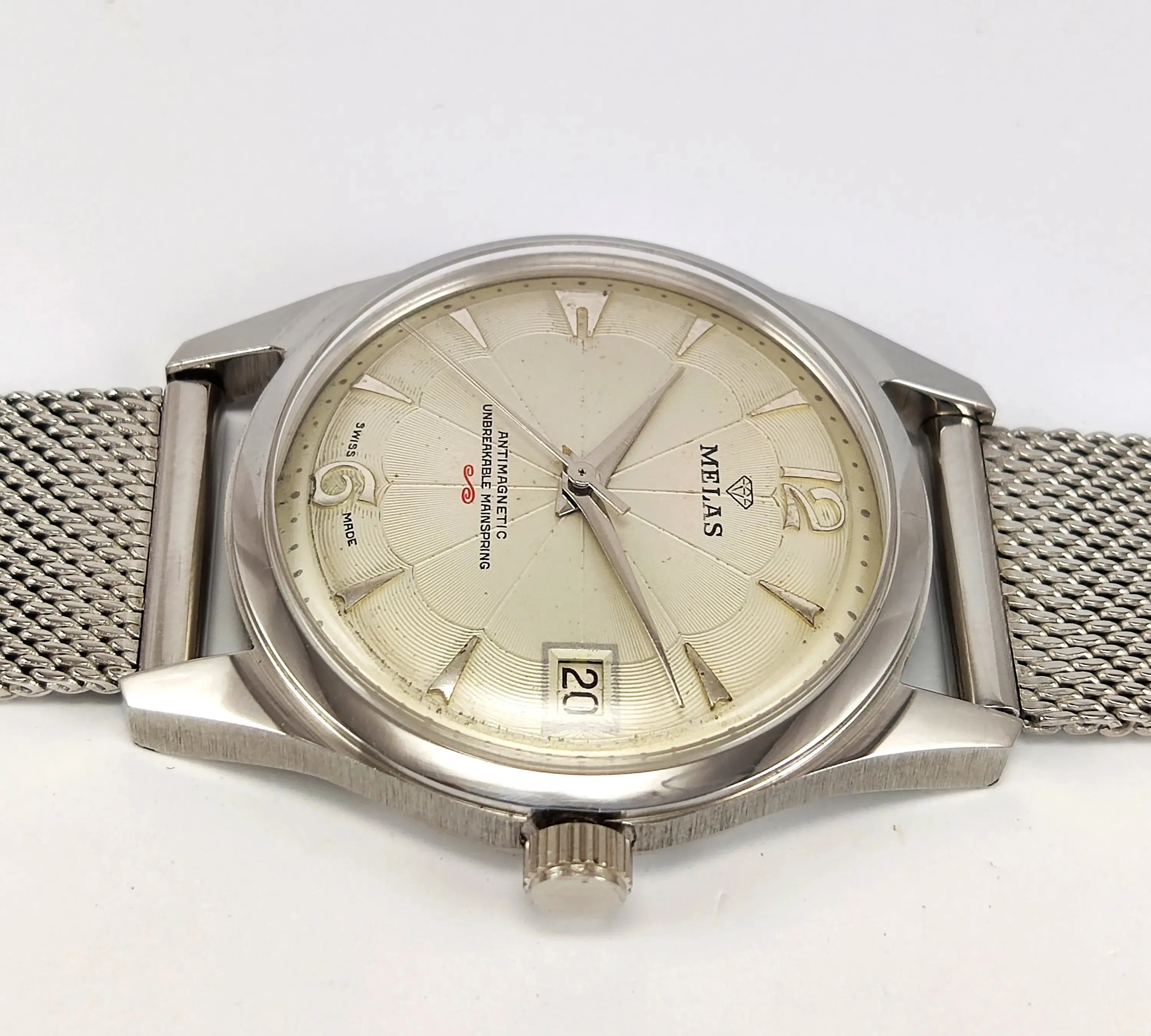 Melas Pearl Dial 17 Jewels Transparent Back Date Function