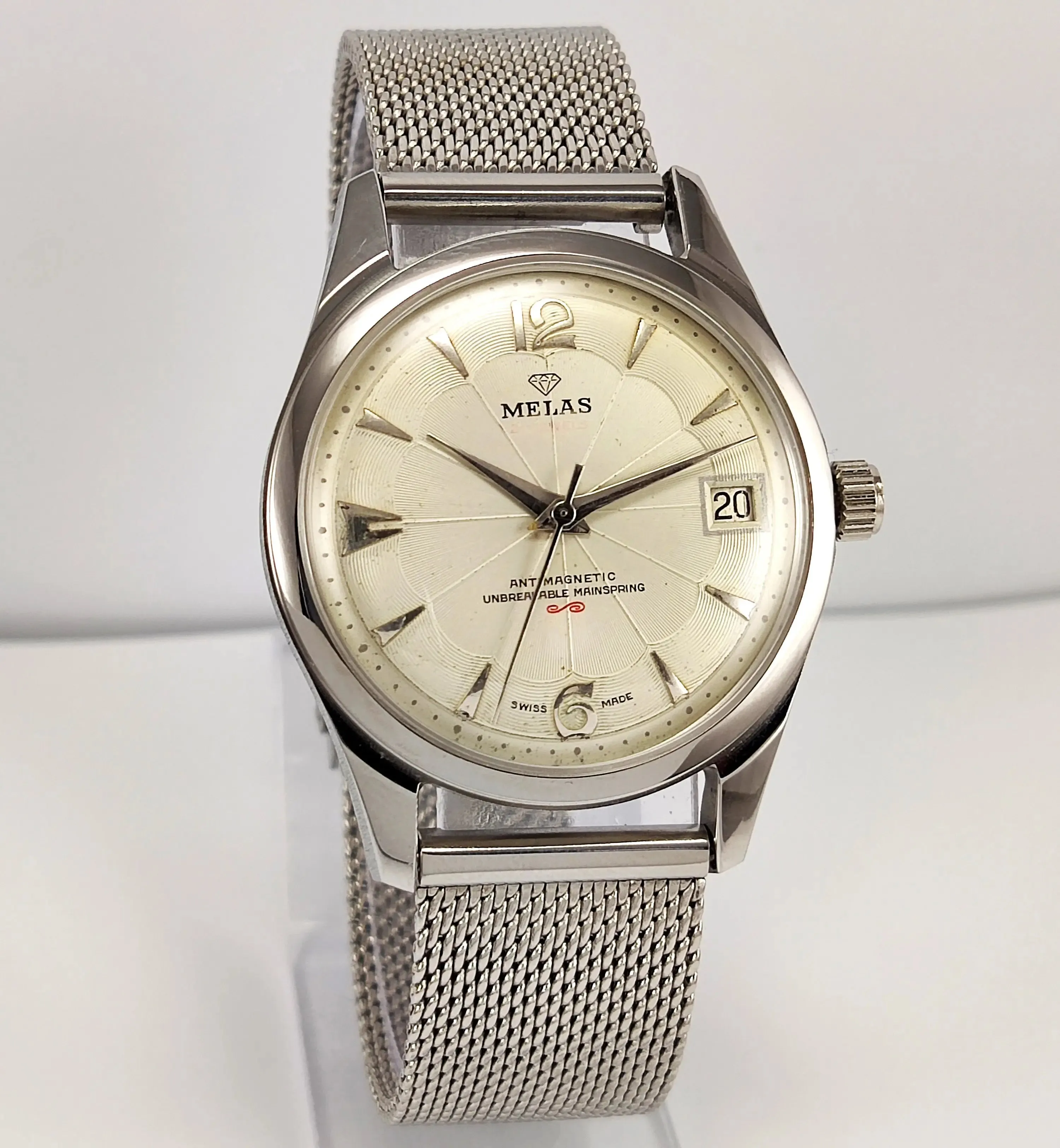 Melas Pearl Dial 17 Jewels Transparent Back Date Function