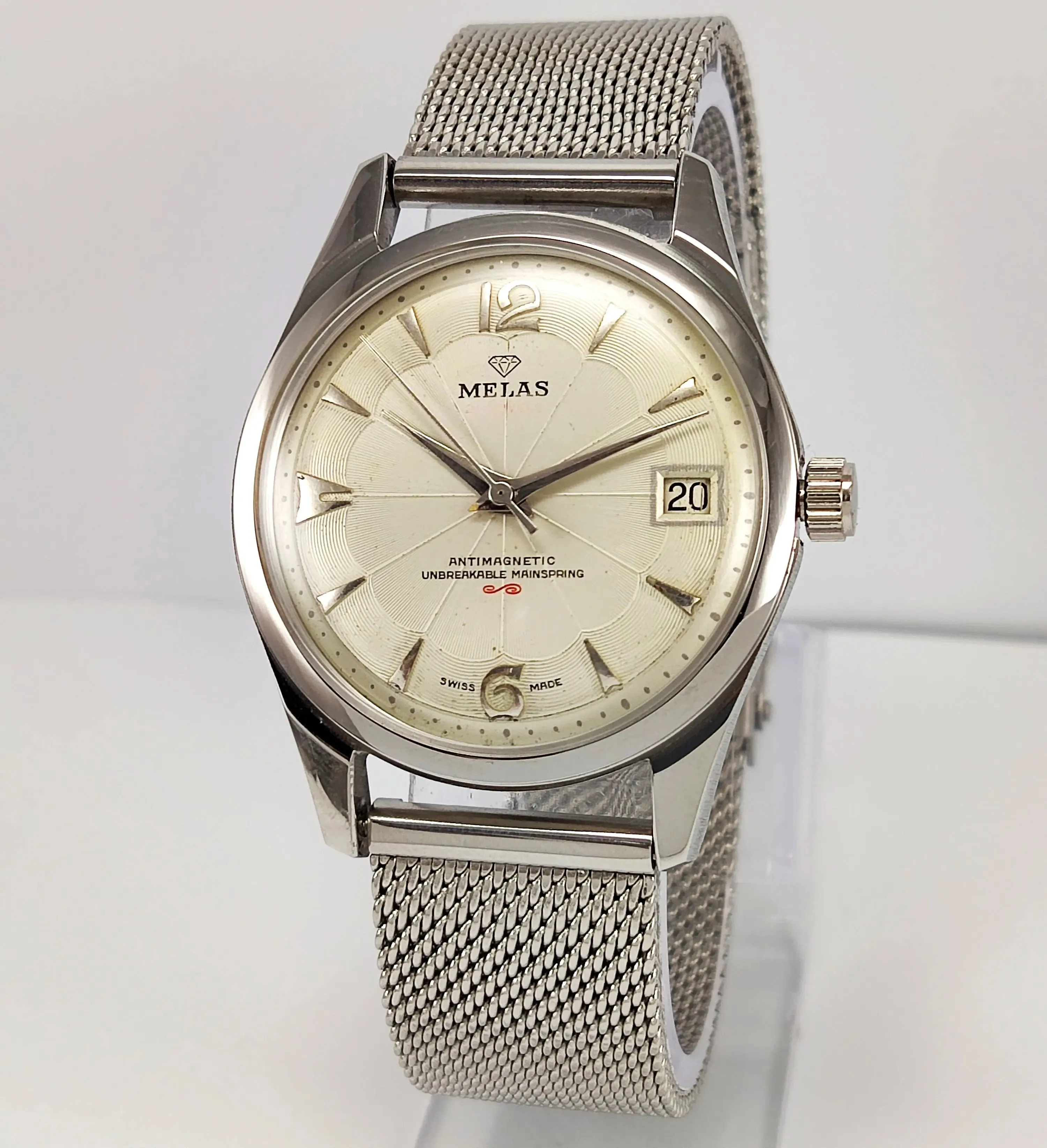Melas Pearl Dial 17 Jewels Transparent Back Date Function