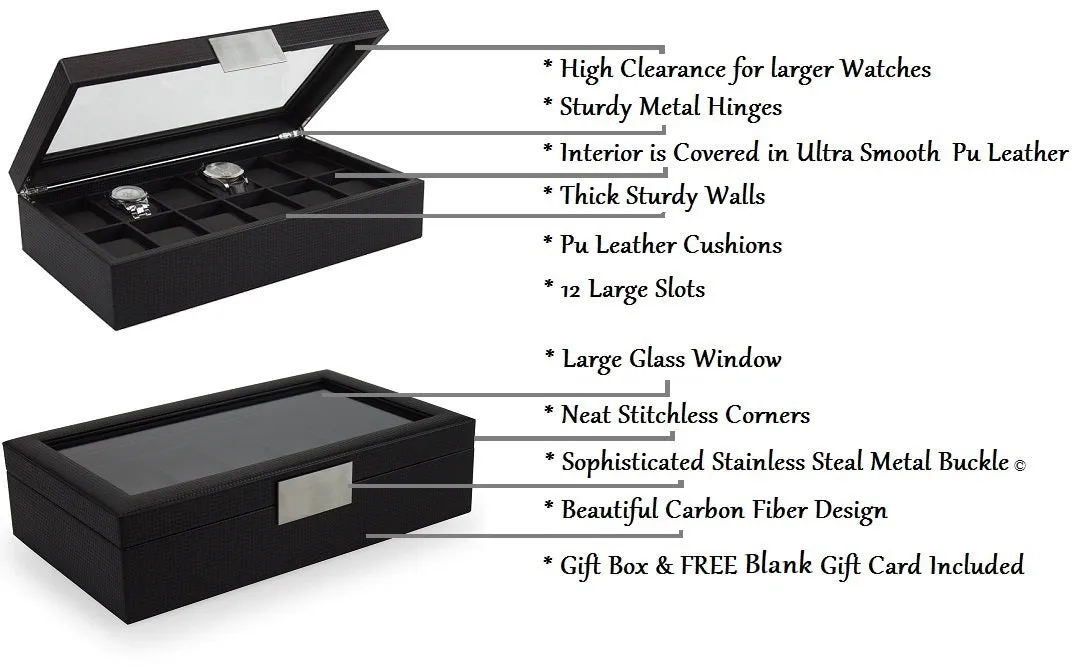 Men's Luxury Organizer Bundle - Watch Organizer Box   Valet Tray / Dresser Organizer