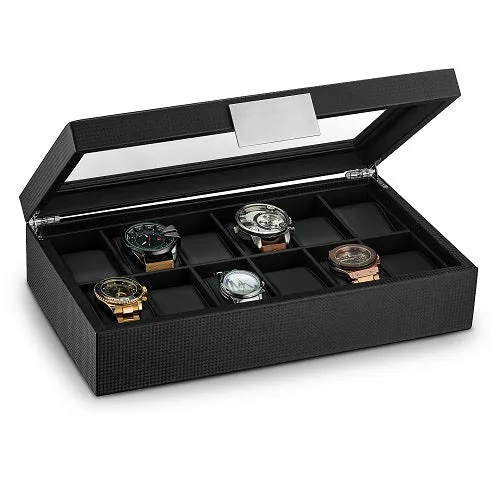 Men's Luxury Organizer Bundle - Watch Organizer Box   Valet Tray / Dresser Organizer