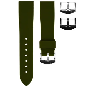 OLIVE RUBBER STRAP FOR WATCHES WITH A 21MM LUG WIDTH