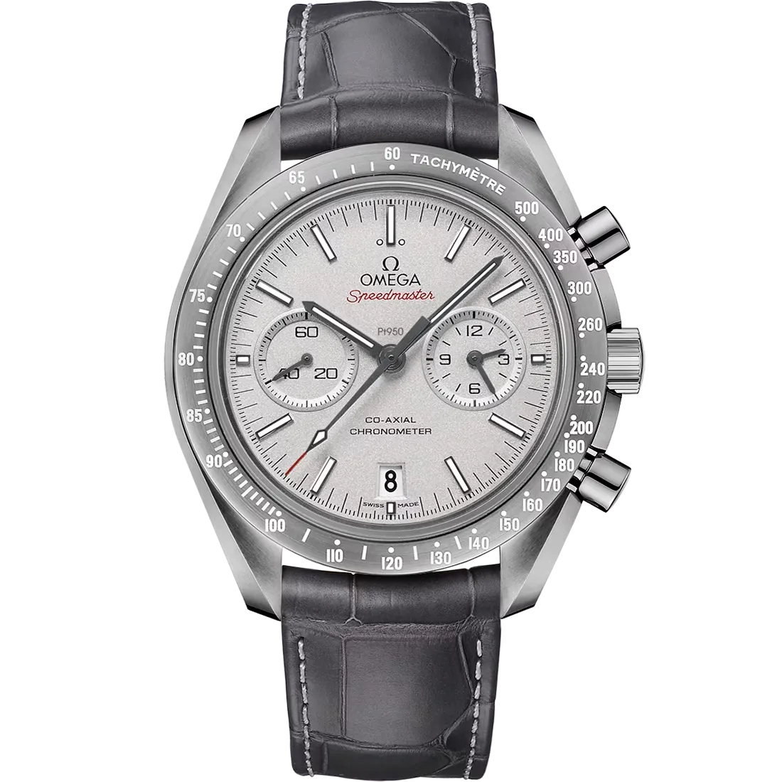 OMEGA- SPEEDMASTER
DARK SIDE OF THE MOON
44.25 MM, GREY CERAMIC ON LEATHER STRAP WITH FOLDOVER CLASP  311.93.44.51.99.002