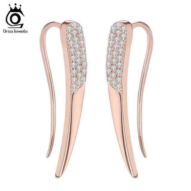 ORSA JEWELS 2017 New Eco-Friendly Beautiful Rose Gold Color Earrings for Women Micro Paved CZ Earring For Girls and Women OE121