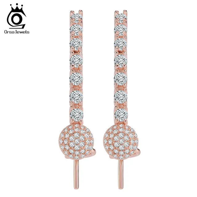 ORSA JEWELS 2017 New Eco-Friendly Beautiful Rose Gold Color Earrings for Women Micro Paved CZ Earring For Girls and Women OE121