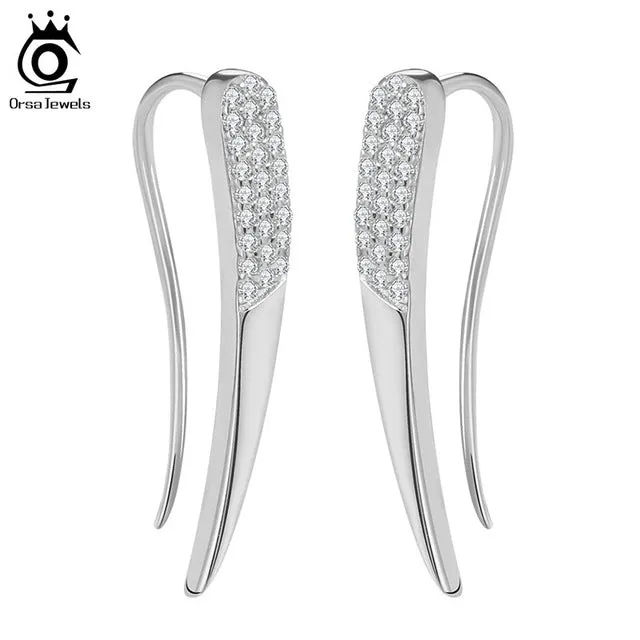 ORSA JEWELS 2017 New Eco-Friendly Beautiful Rose Gold Color Earrings for Women Micro Paved CZ Earring For Girls and Women OE121