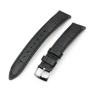 Q.R. 18mm or 19mm Black CrocoCalf (Italian Croco Grain)