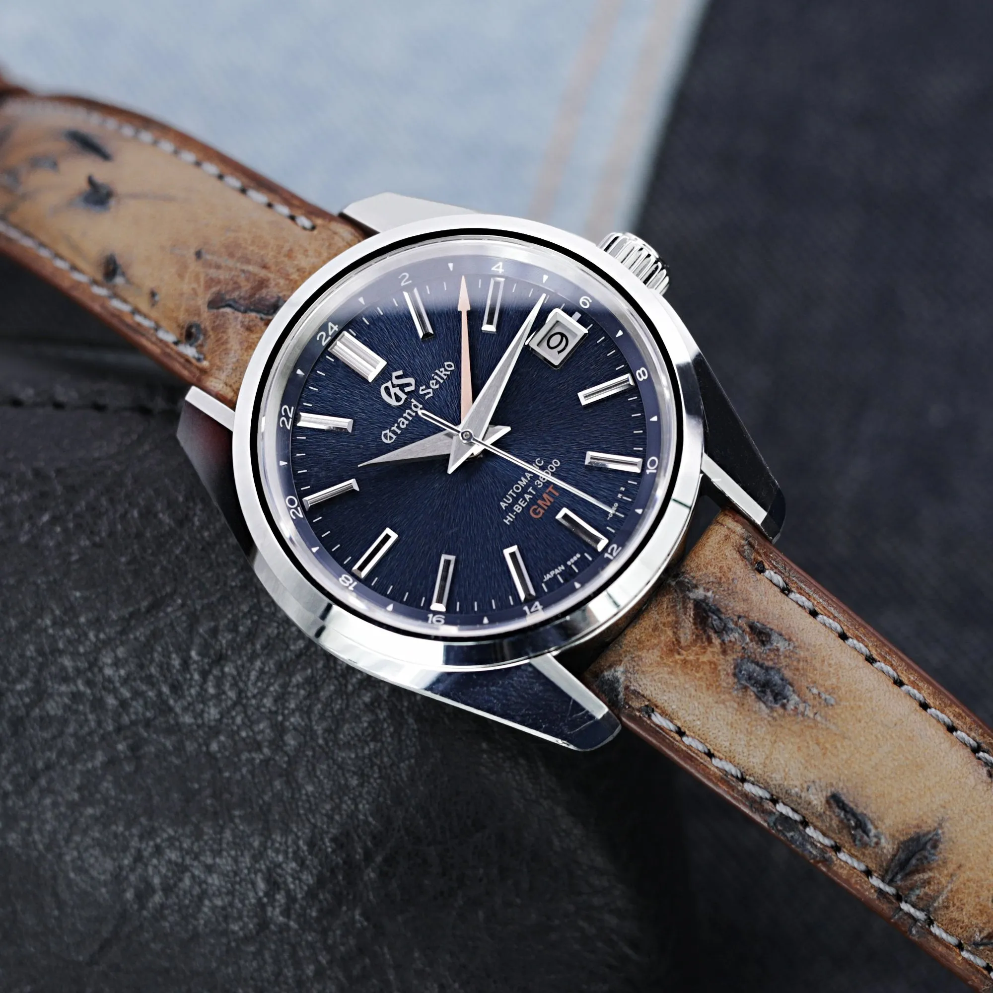 Quick Release, Heavy Scratch Brown Italian Leather of Art Tapered Watch Strap, 19mm or 20mm
