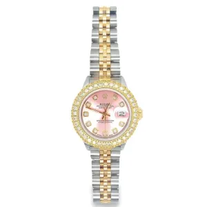 Rolex Diamond Bezel Diamond Pink Dial 26mm