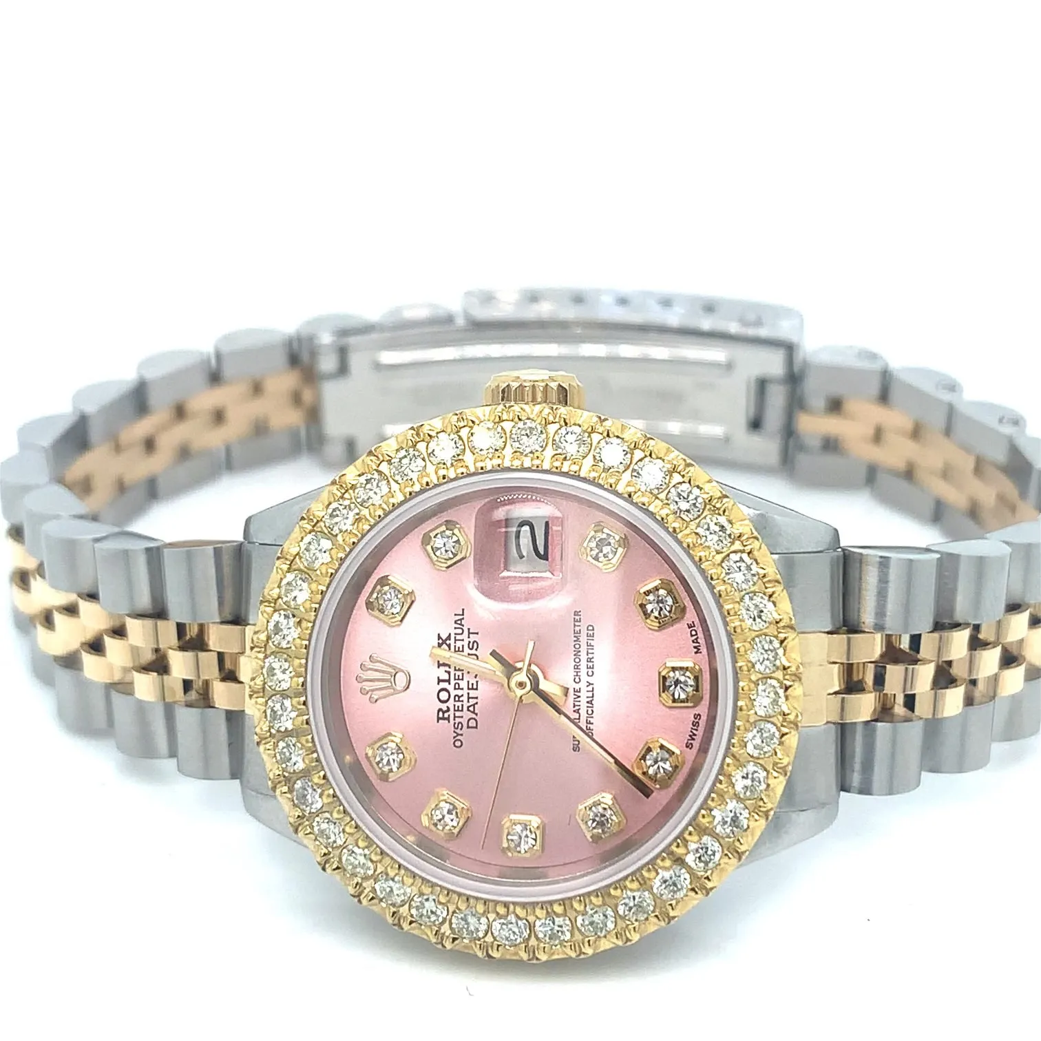 Rolex Diamond Bezel Diamond Pink Dial 26mm