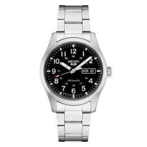 SEIKO Mens  Black Dial Metallic Band Stainless Steel Automatic Watch - SRPG27