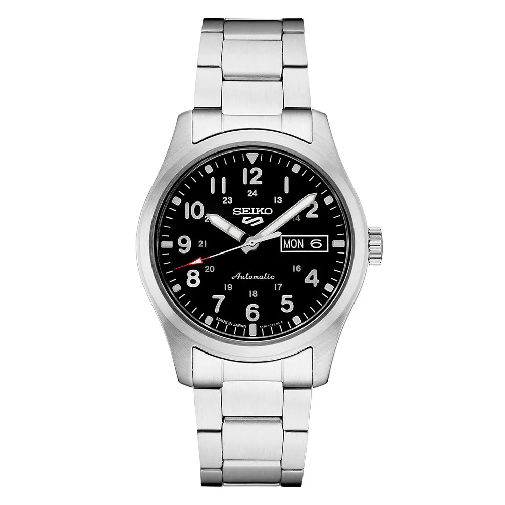 SEIKO Mens  Black Dial Metallic Band Stainless Steel Automatic Watch - SRPG27