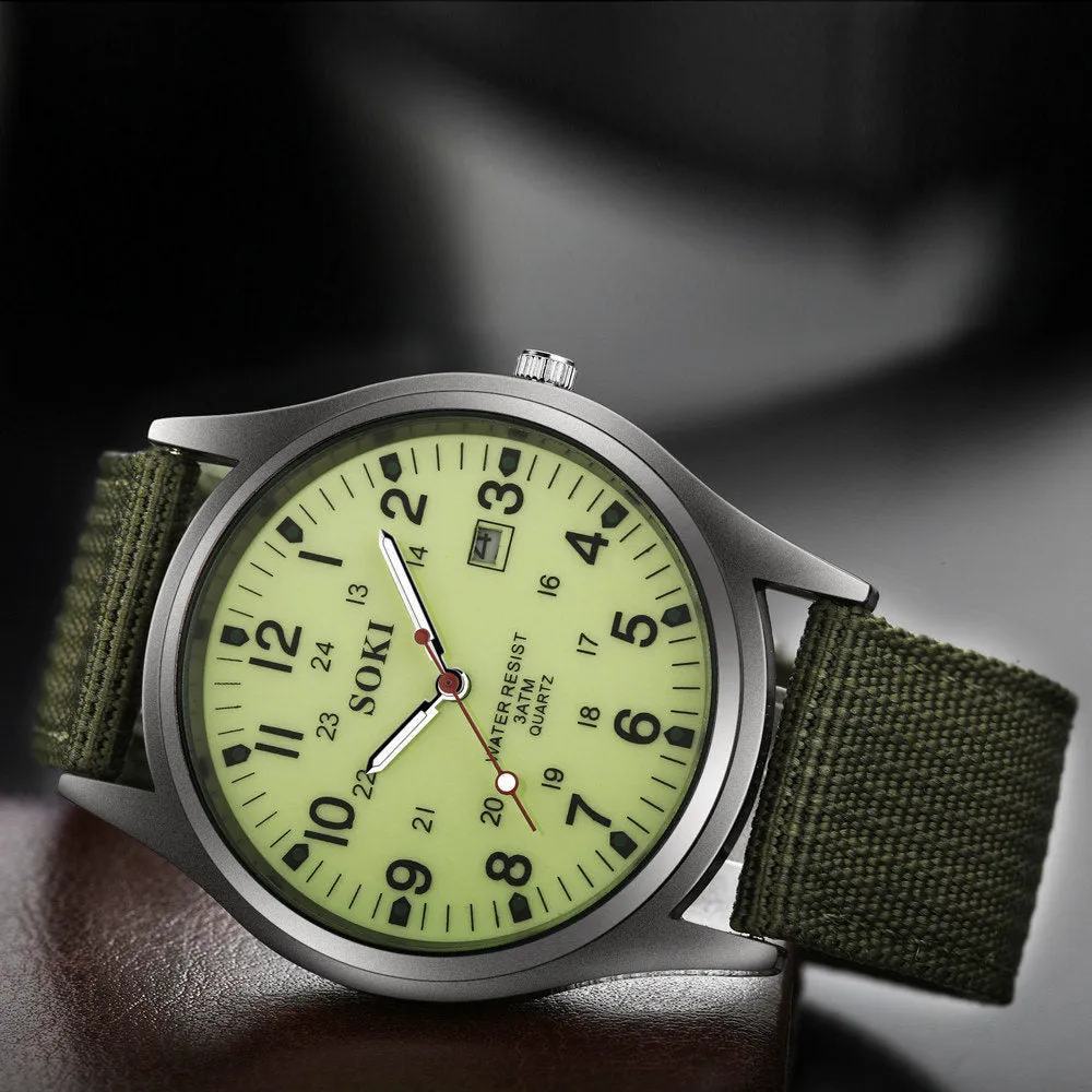 SOKI Men&#39;s Nylon 30m Waterproof Quartz Wristwatches Luxury Watch Men Designer Brand Famous Business Watch Male Smart Saat Erkek