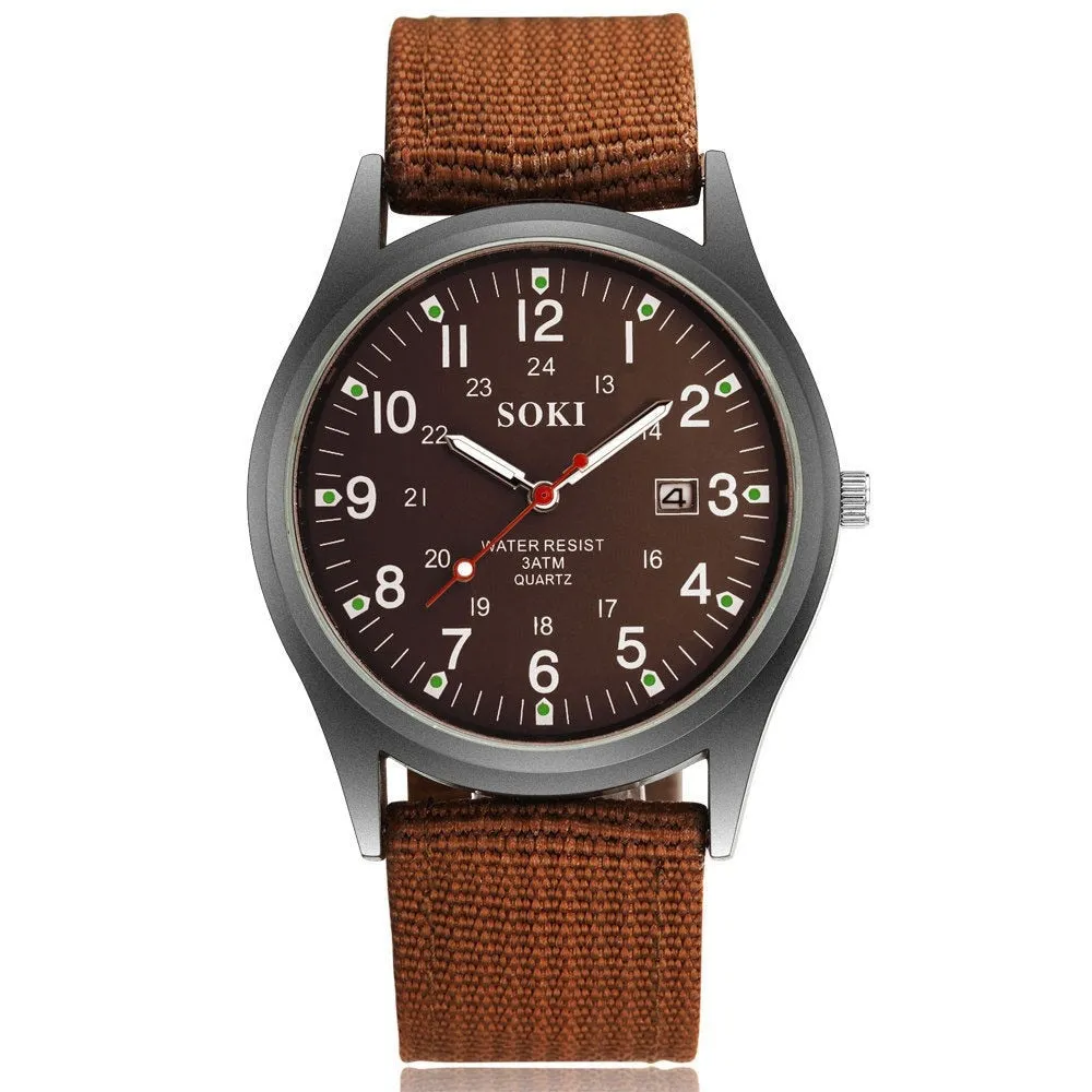 SOKI Men&#39;s Nylon 30m Waterproof Quartz Wristwatches Luxury Watch Men Designer Brand Famous Business Watch Male Smart Saat Erkek