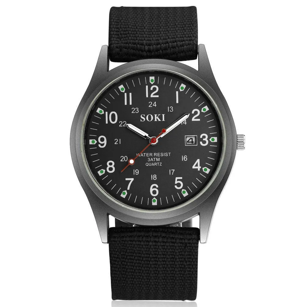SOKI Men&#39;s Nylon 30m Waterproof Quartz Wristwatches Luxury Watch Men Designer Brand Famous Business Watch Male Smart Saat Erkek