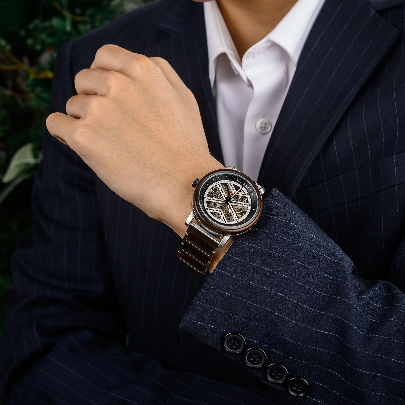 Soneva - Silver Steel & Ebony Automatic Mechanical Watch
