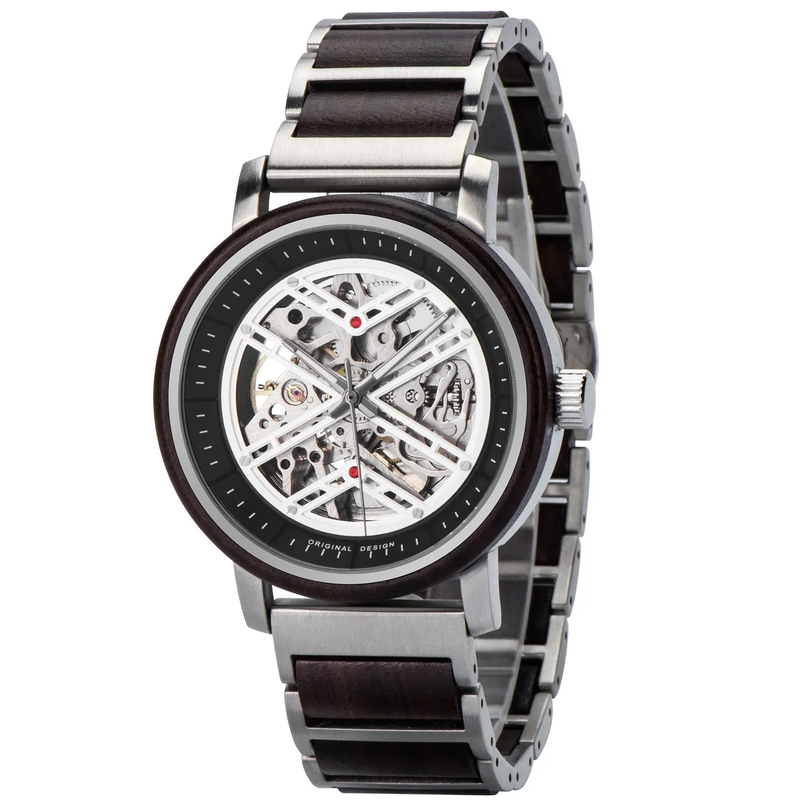 Soneva - Silver Steel & Ebony Automatic Mechanical Watch