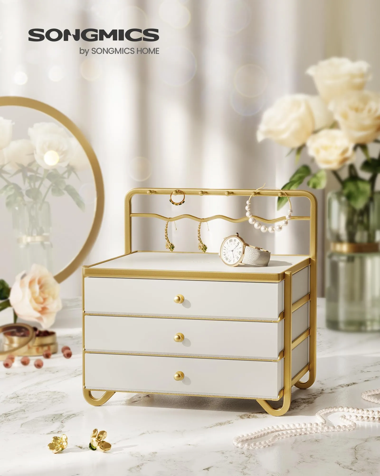 SONGMICS 3-Tier Jewelry Organizer with Hanging Rack