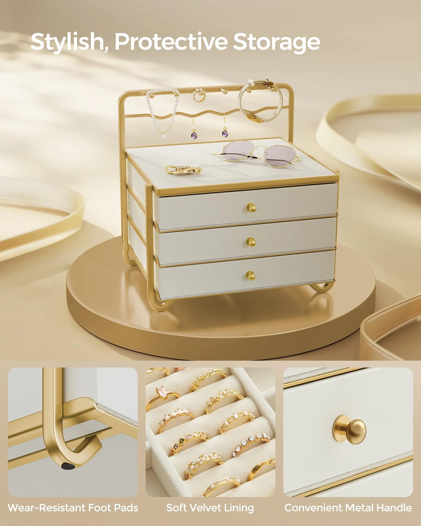 SONGMICS 3-Tier Jewelry Organizer with Hanging Rack
