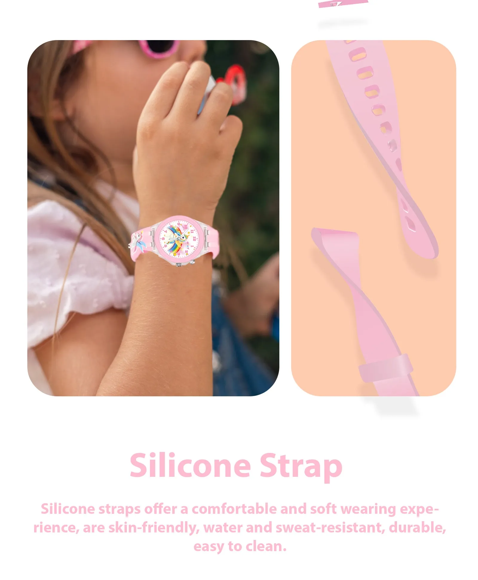 Spiky 3D Cartoon Rabbit Analog Light Watch for Kids Boys & Girls - Pink