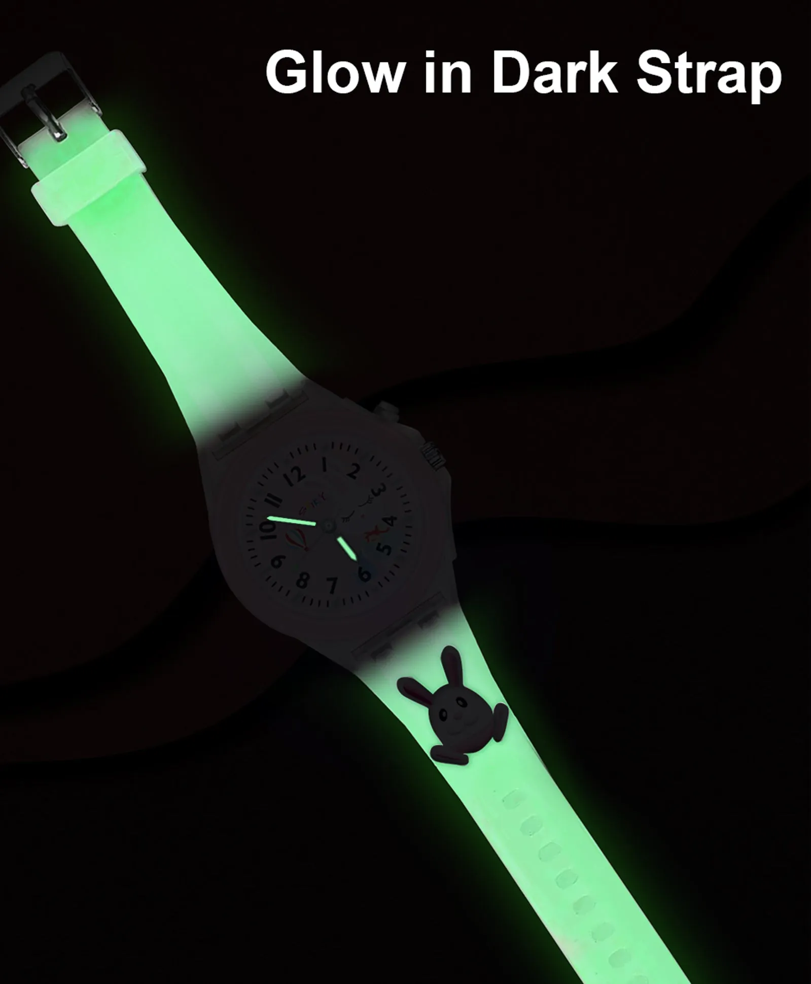 Spiky 3D Cartoon Rabbit Analog Light Watch for Kids Boys & Girls - Pink