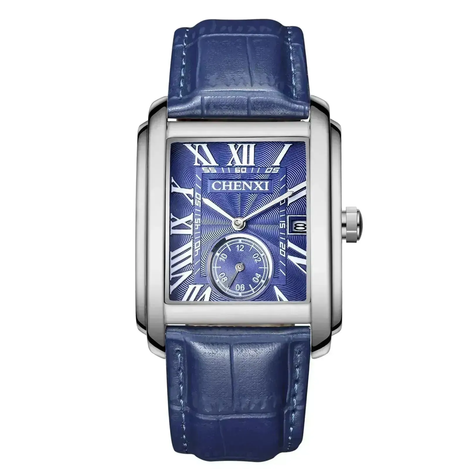 Square Quartz Leather Strap Alloy Watch Men