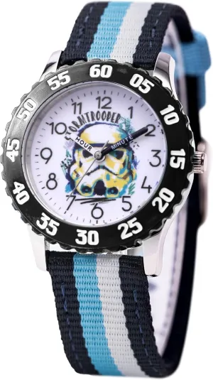 STAR WARS Kids' Bezel Stainless Steel Time Teacher Analog Nylon Strap Watch
