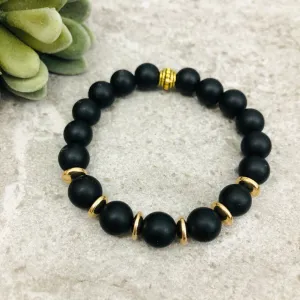 Stone Stacker Bracelet / Black Jet Metals