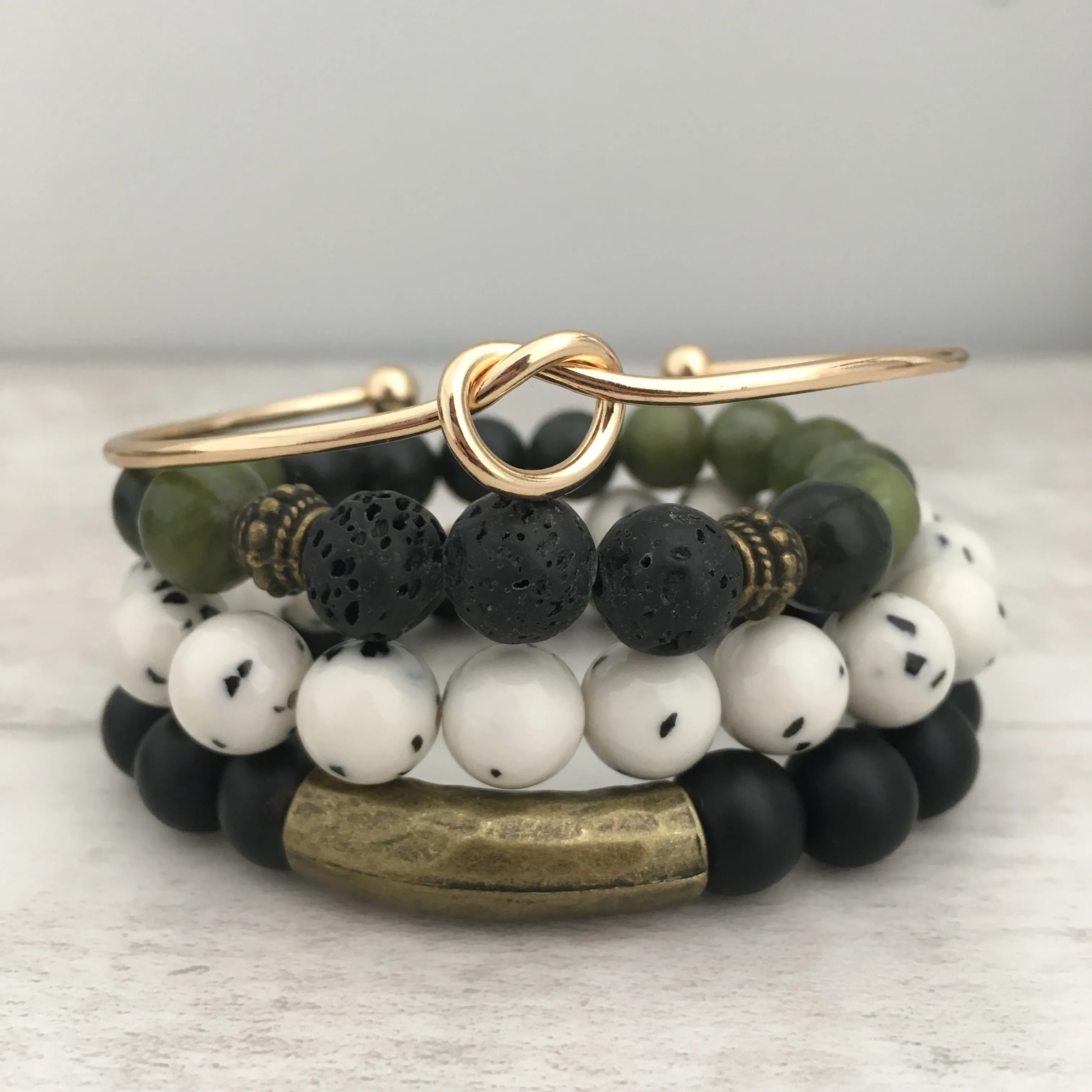 Stone Stacker Bracelet / Dalmatian