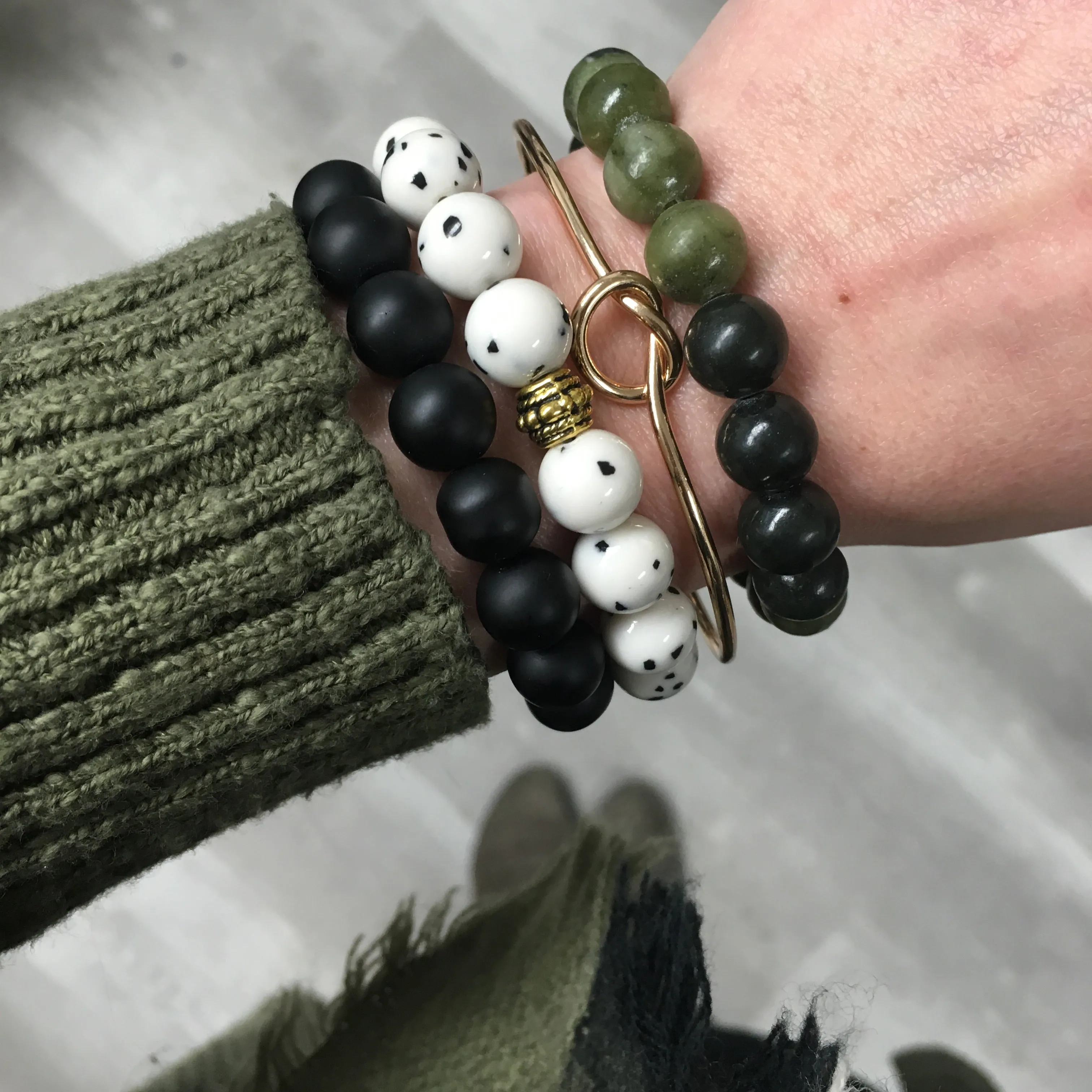 Stone Stacker Bracelet / Dalmatian