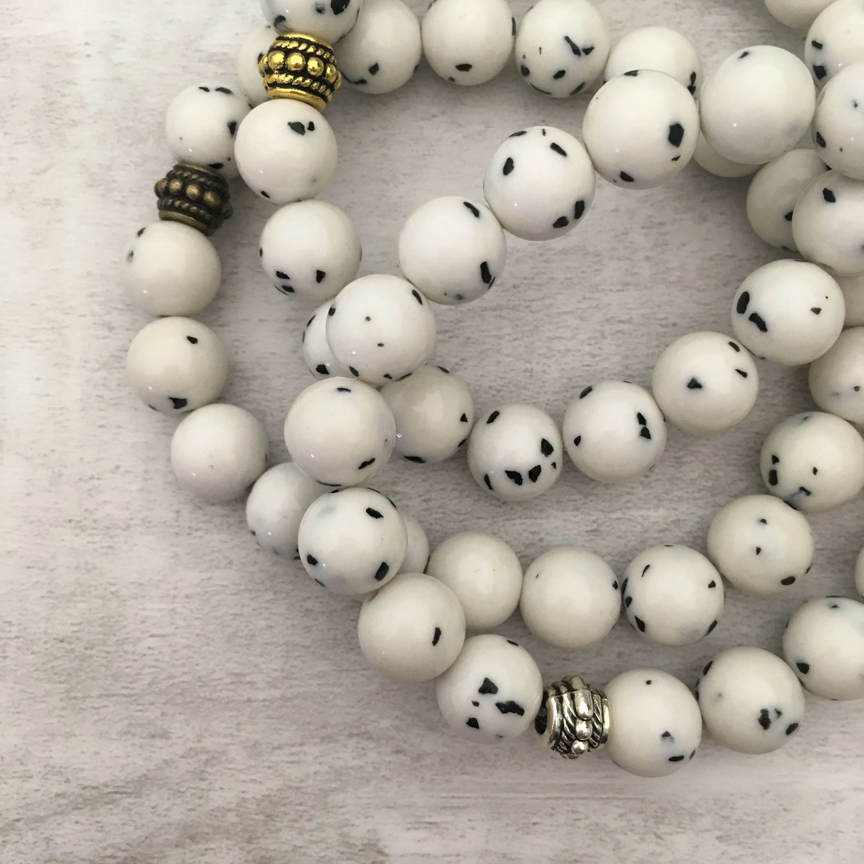 Stone Stacker Bracelet / Dalmatian