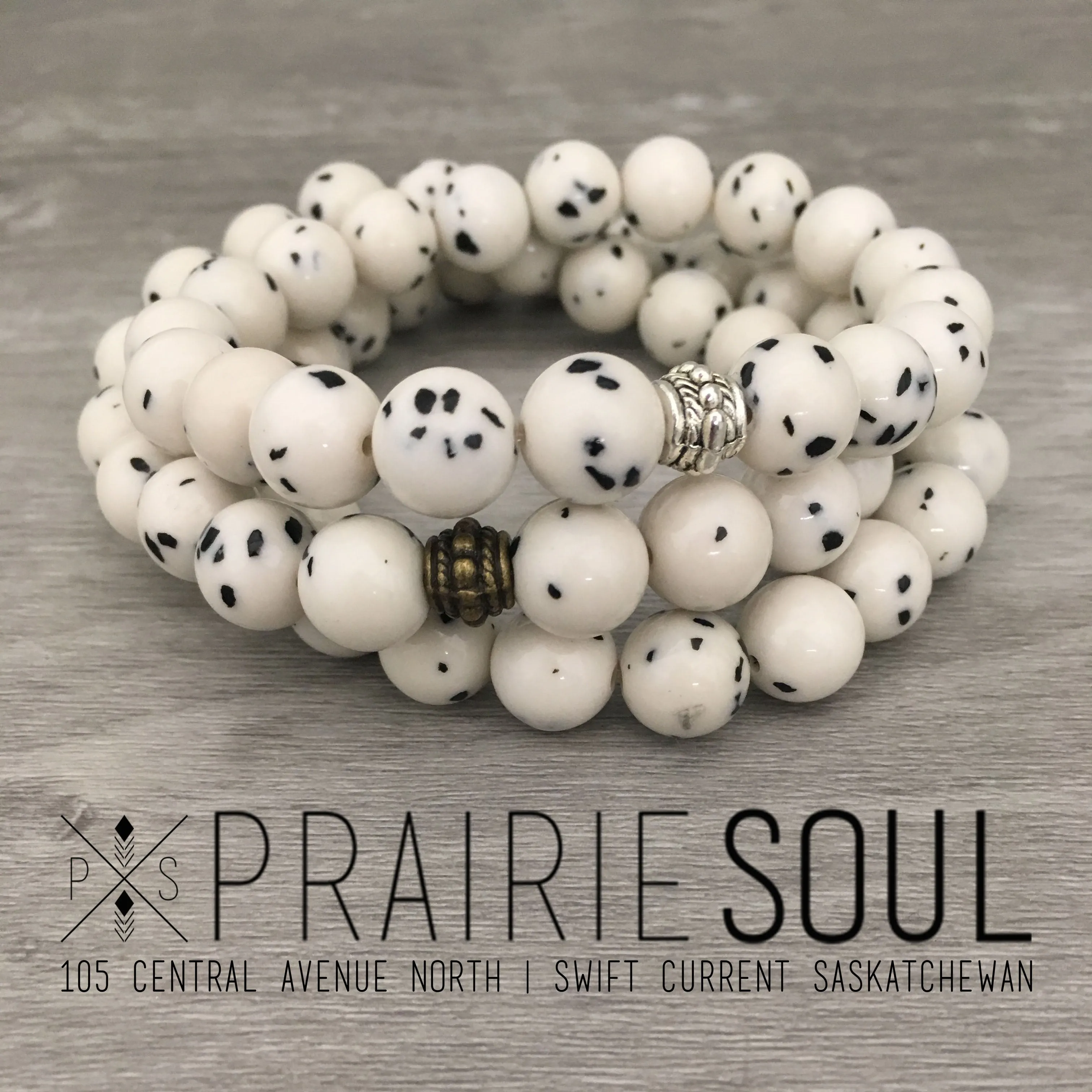 Stone Stacker Bracelet / Dalmatian