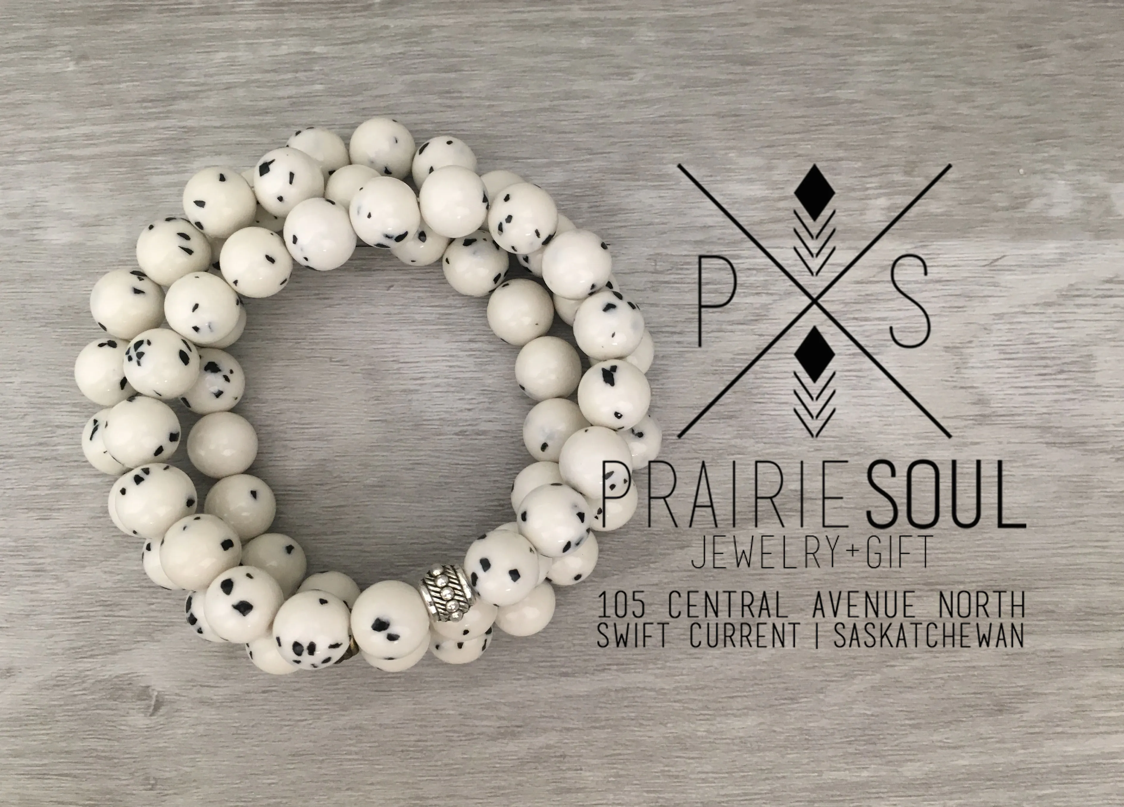 Stone Stacker Bracelet / Dalmatian