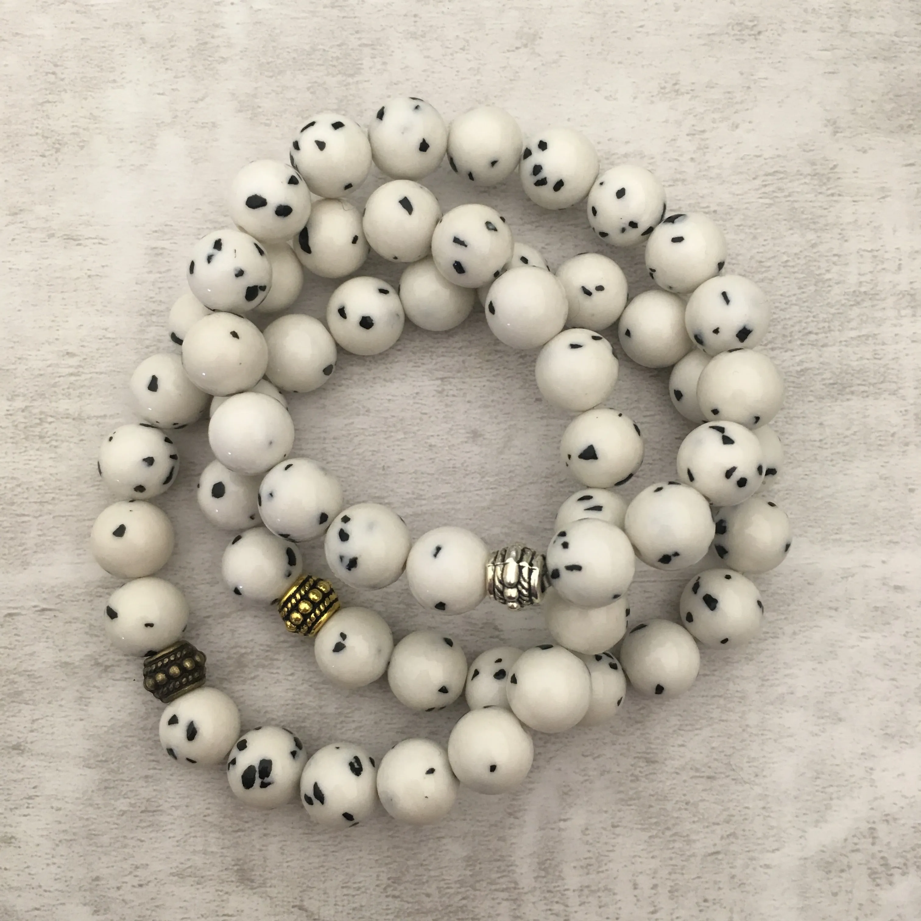 Stone Stacker Bracelet / Dalmatian