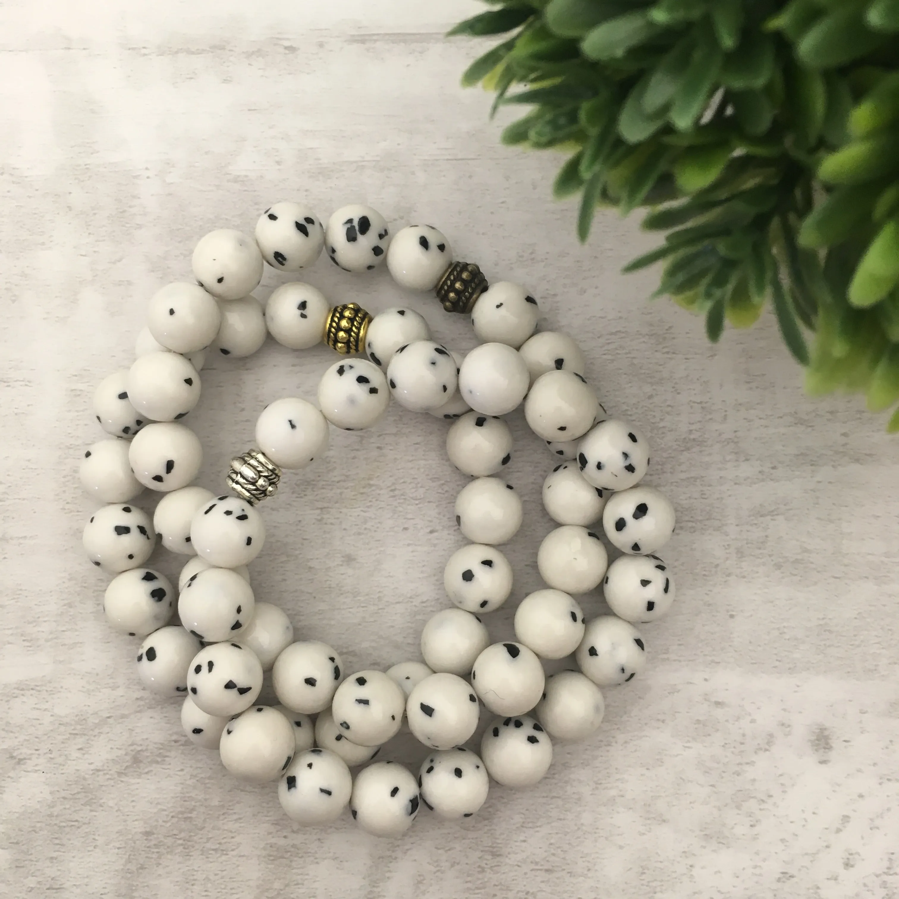 Stone Stacker Bracelet / Dalmatian
