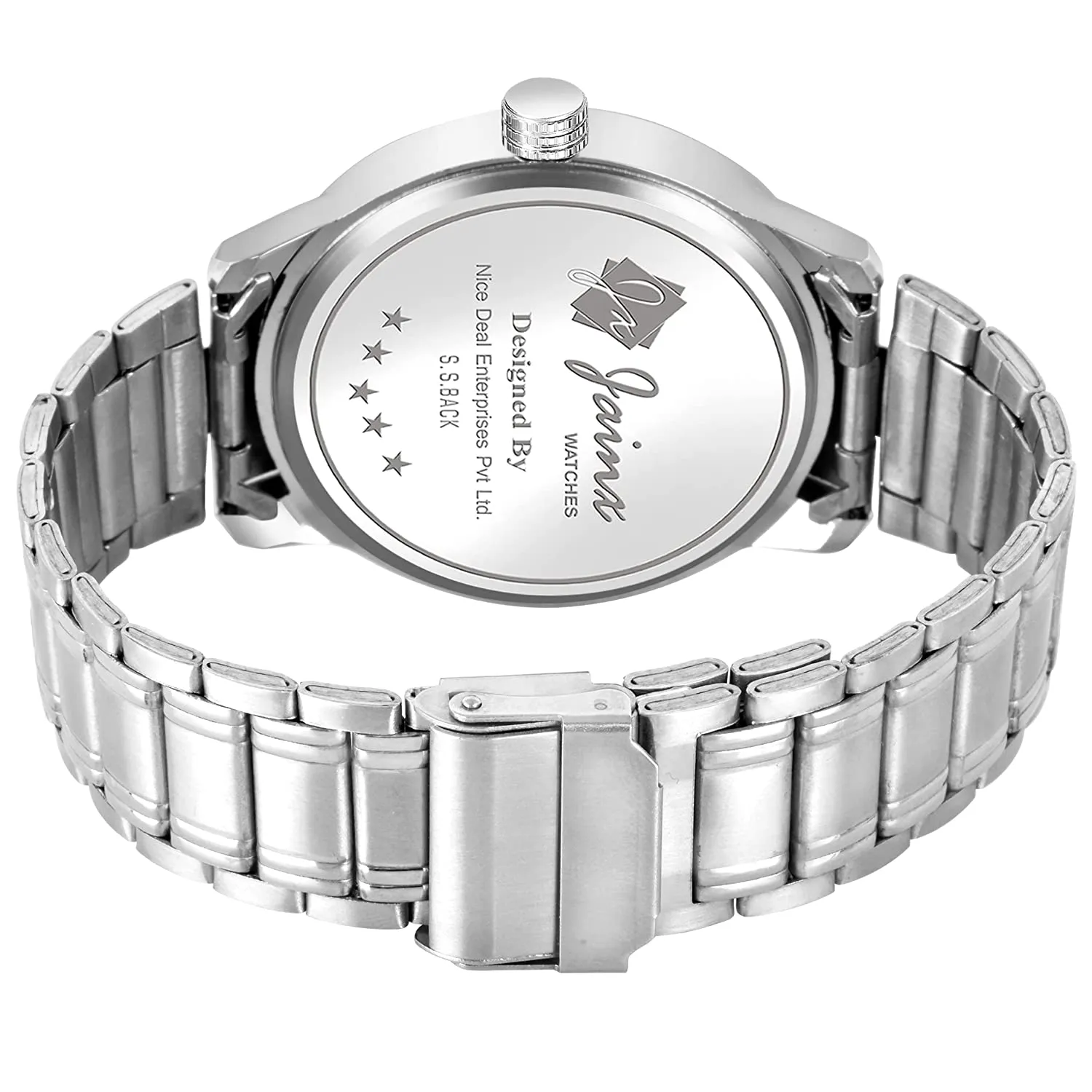 Stylish Day & Date Function Radium Dial Steel Chain Analog Watch - For Men JM7109