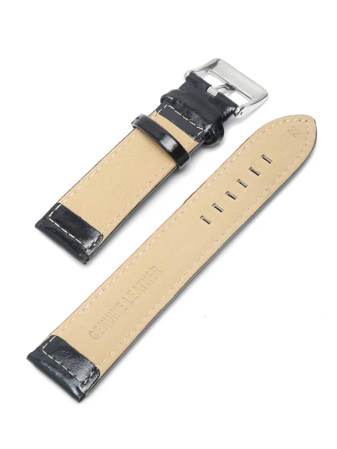 Teakwood black leather casual 22 MM watch strap