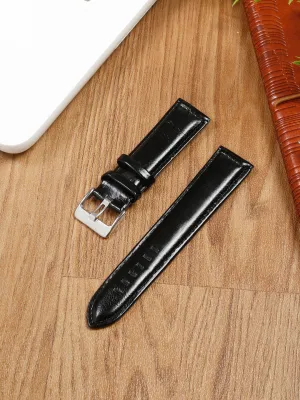 Teakwood black leather casual 22 MM watch strap
