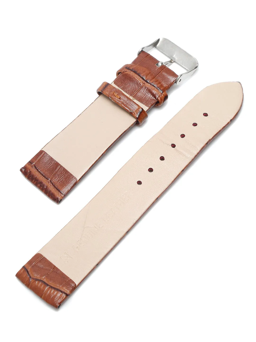 Teakwood Brown Croco Texture Leather 22 MM Watch Strap