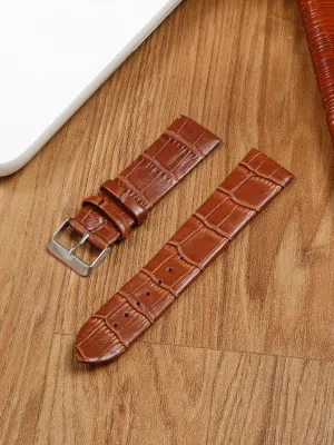 Teakwood Brown Croco Texture Leather 22 MM Watch Strap