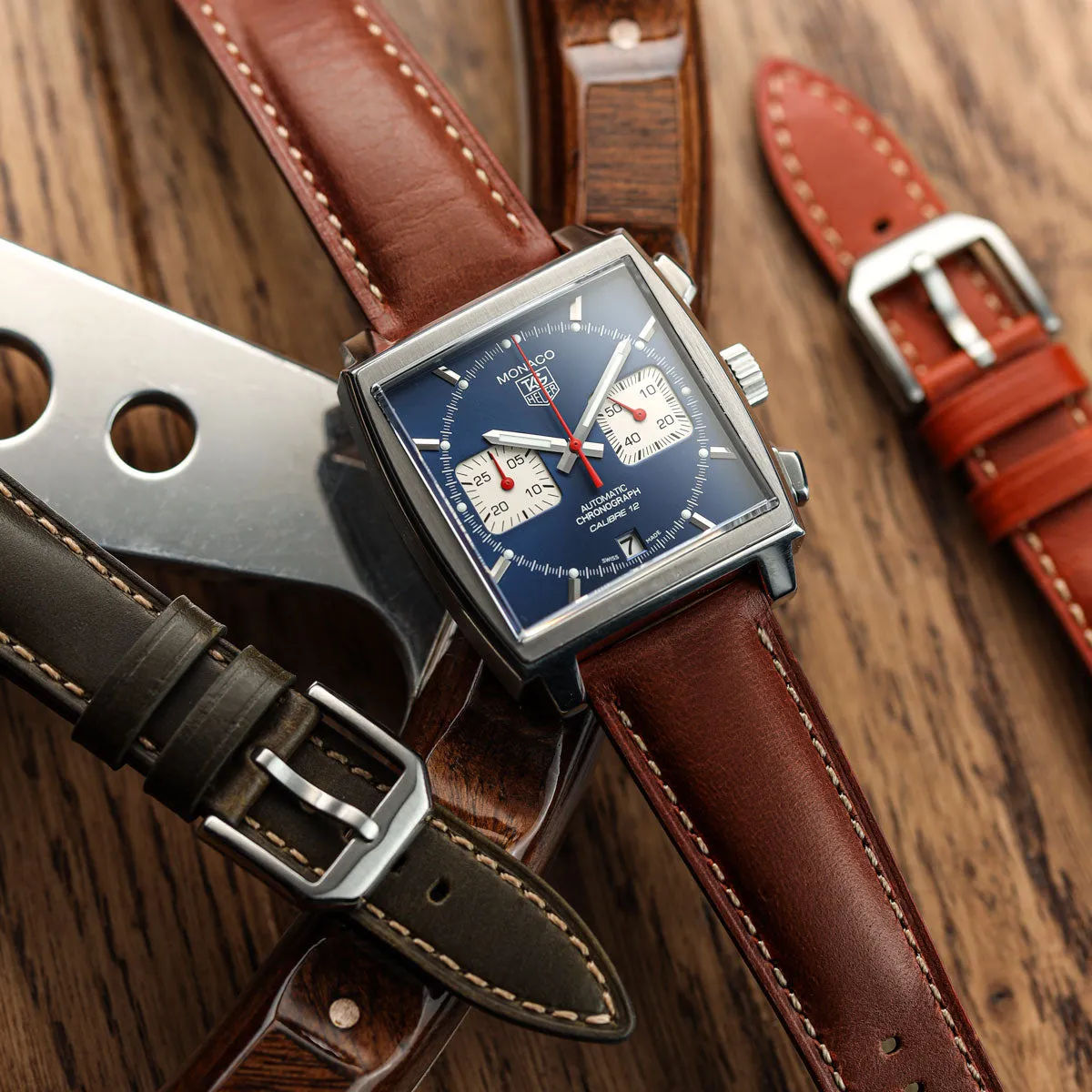 Tenby Classic Padded Genuine Leather Watch Strap - Dark Brown