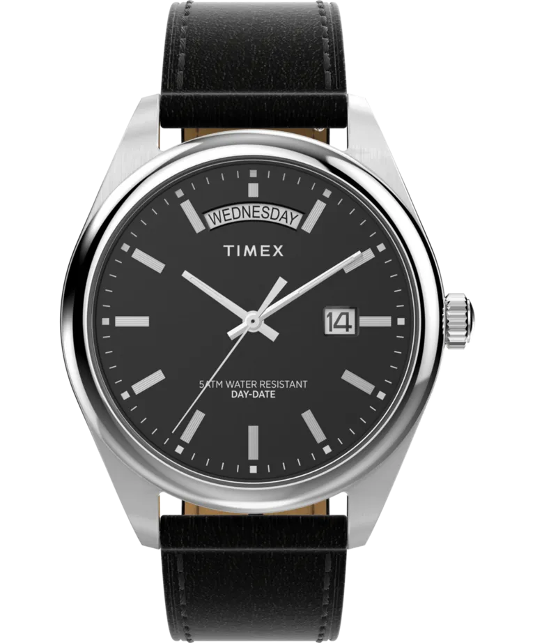 Timex Legacy 41mm Leather Strap Watch - Black