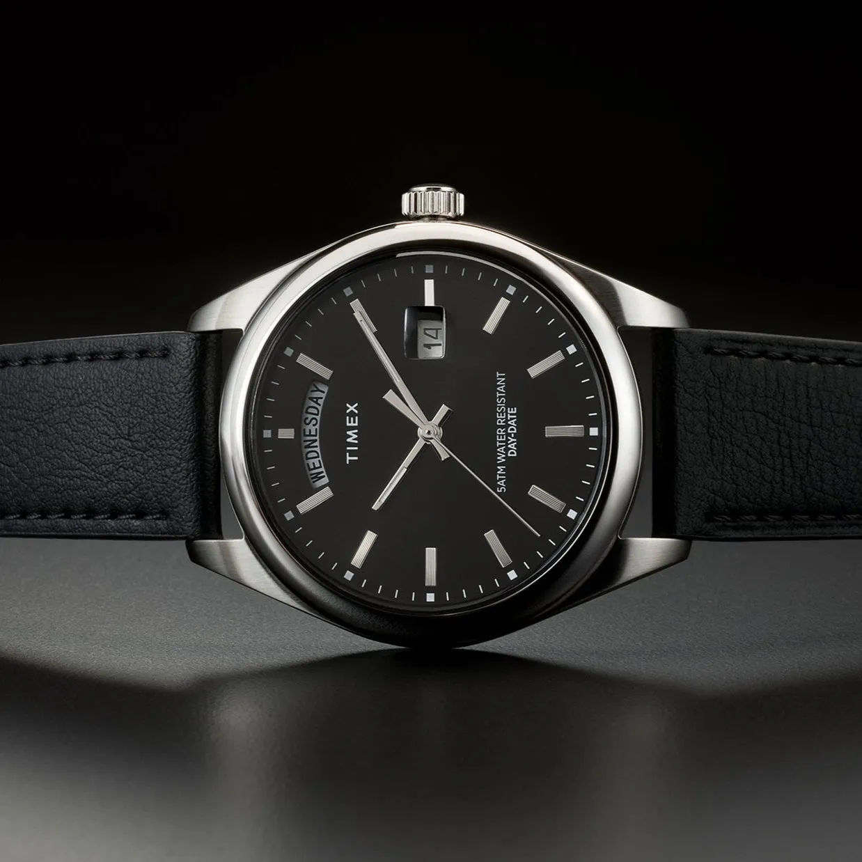 Timex Legacy 41mm Leather Strap Watch - Black