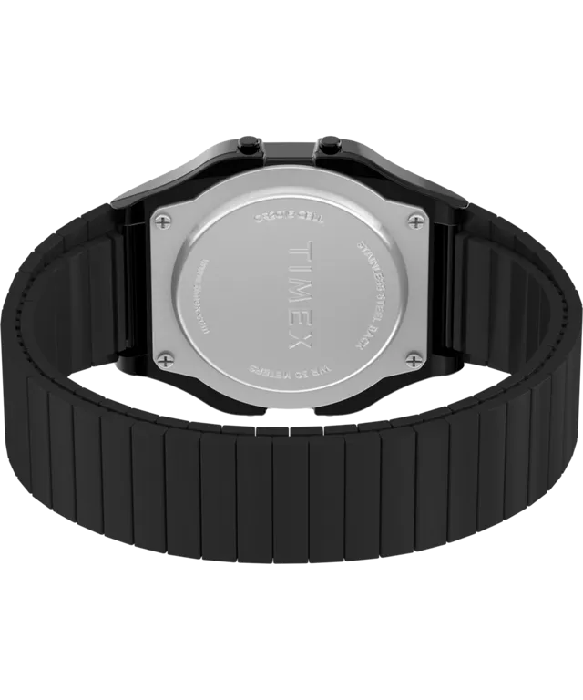 Timex T80 34mm Stainless Steel Expansion Band Watch - Black