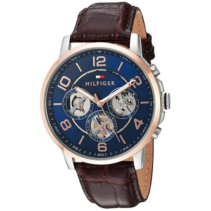 Tommy Hilfiger Keagan Navy Dial Leather Strap Men's Watch 1791290