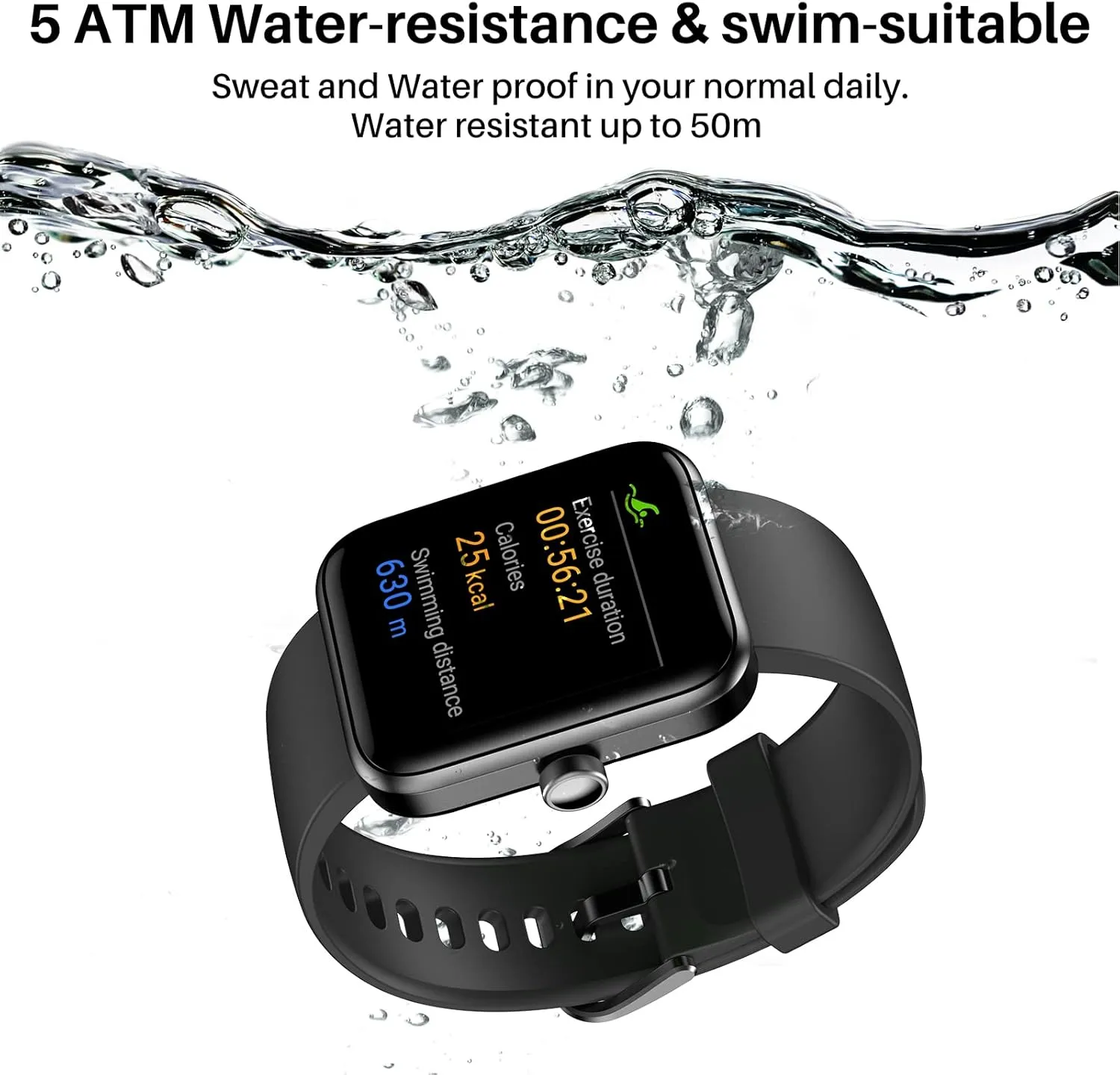 TOZO S2 40mm Mini Smart Watch Alexa Built-in Fitness Tracker with Sleep Monitor 5ATM Waterproof HD Color Touchscreen for Men Women Compatible with iPhone&Android Black